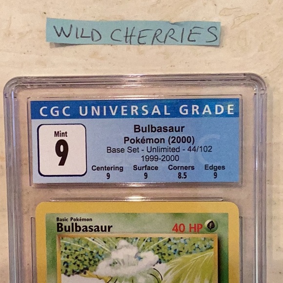 Bulbasaur 4th Print 44/102 Pokemon 1999 - 2000 Base Set CGC 9 TCG #44 - Picture 3 of 9